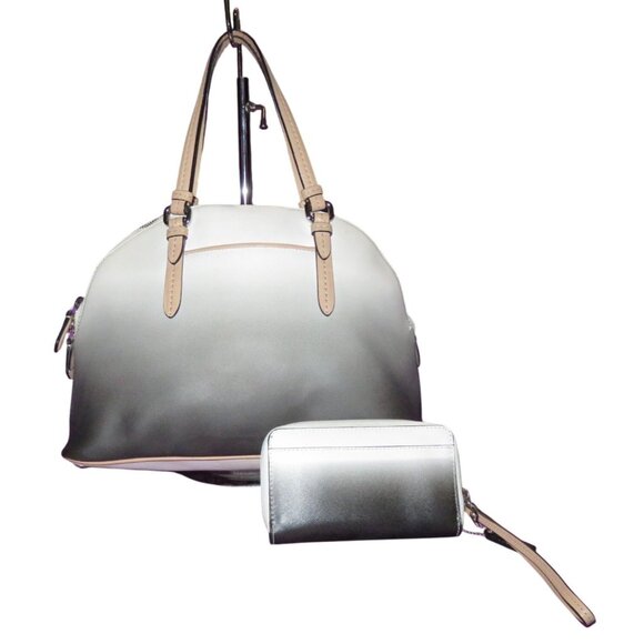 Coach 2014 Peyton Black and White Ombre Dégradé Leather bag & matching wallet - Picture 2 of 13